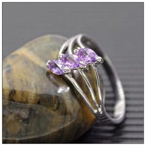 New Sterling Silver Natural Amethyst Ring Size 7
